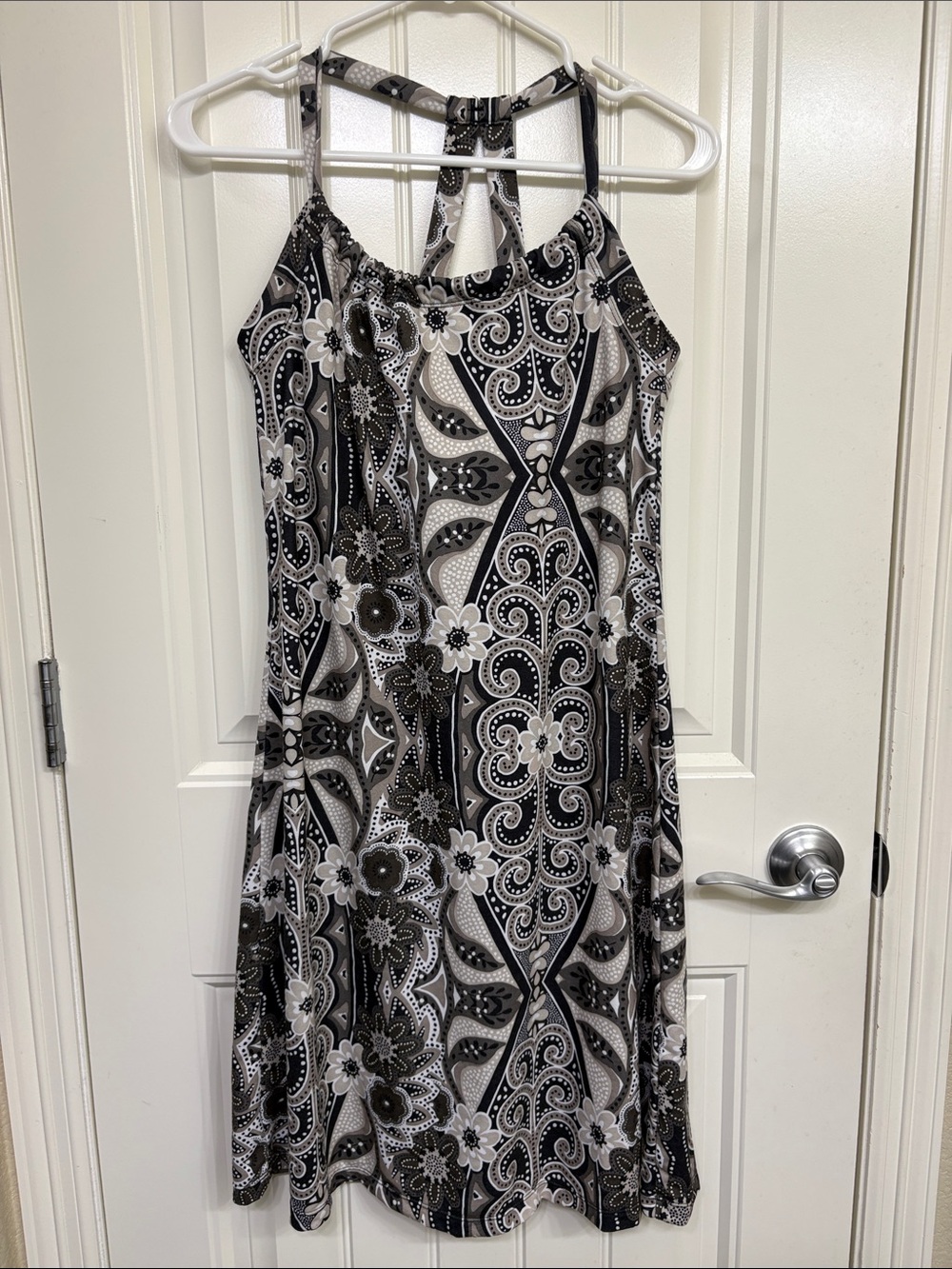 Prana Black & White Paisley Halter Midi Dress